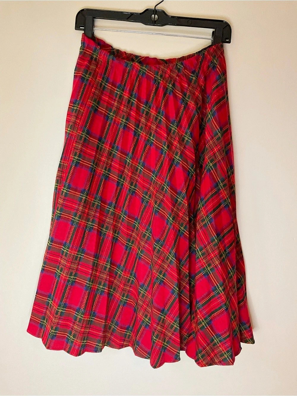 Vintage Plaid Full Skirt in Red Size 10